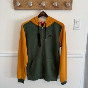Nike Green and Yellow Zip Up Sweater Athleisure small Streetwear